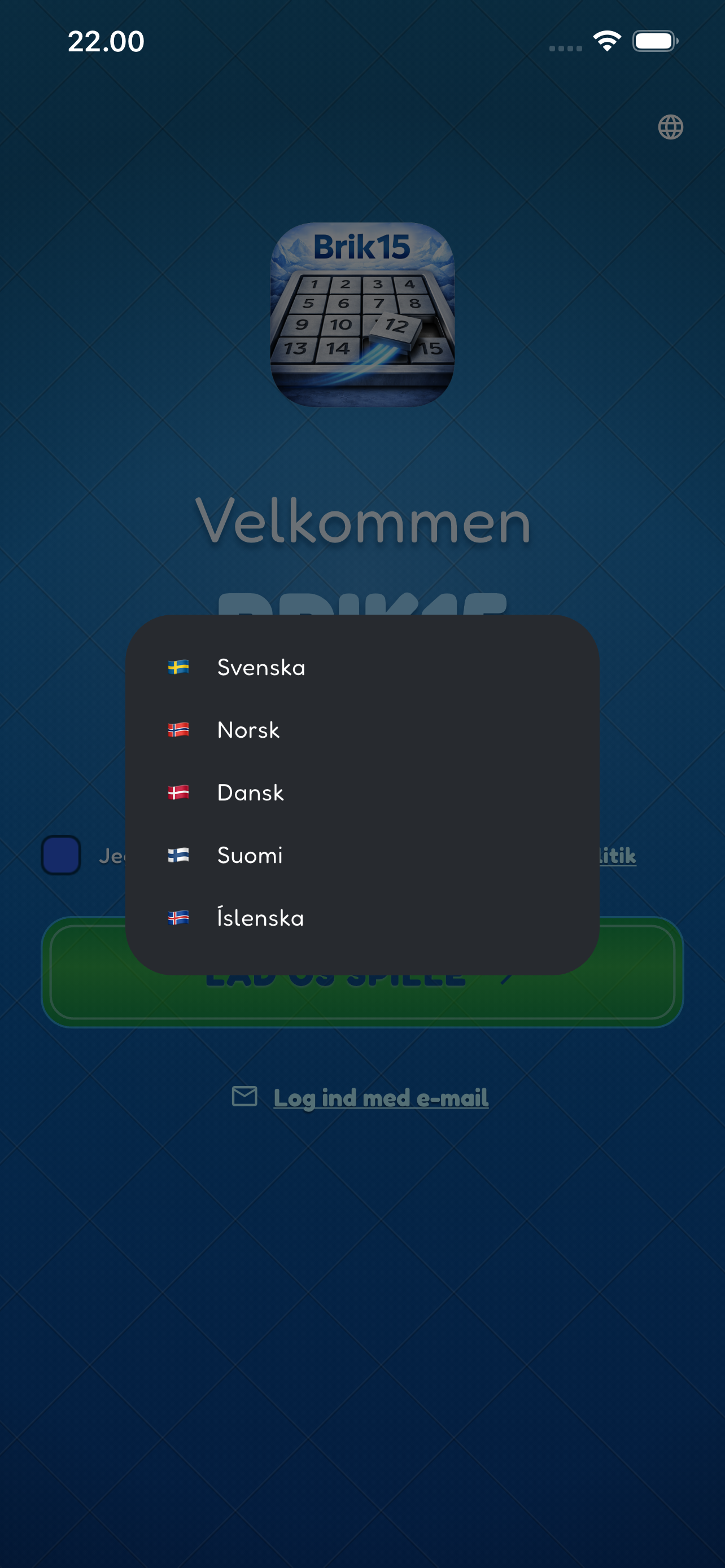 Brik15 Nordic language selection