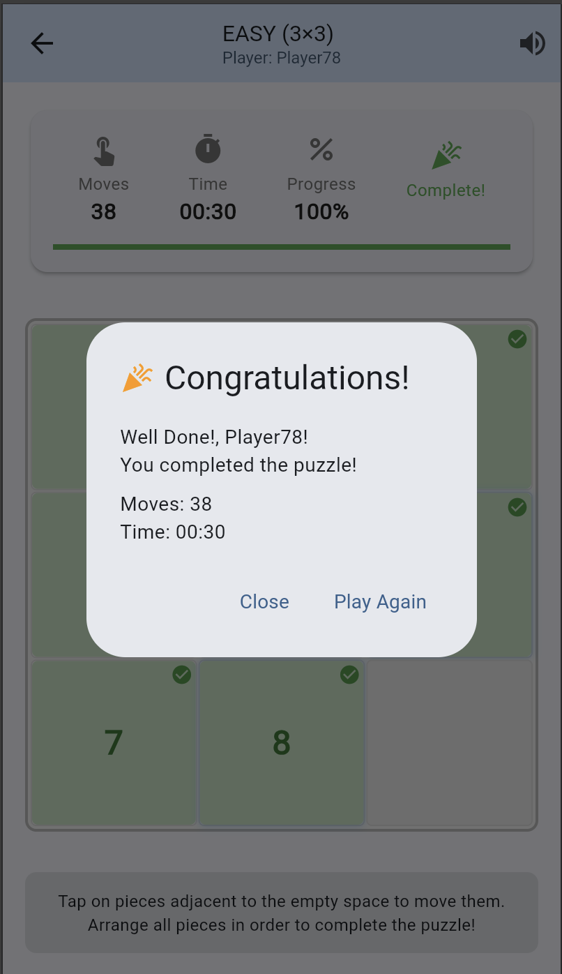 Tile Riddle completed board screenshot